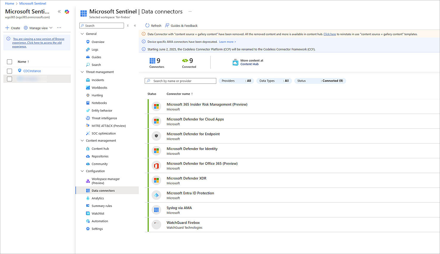 Screen shot of the WatchGuard Firebox connector